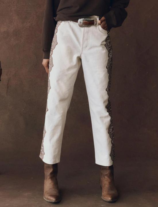  더 그레이트 데님 팬츠 . 레이스 프린트 웨인 진 - THE GREAT