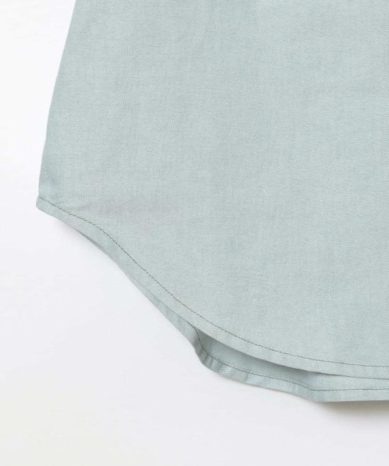  빔스 셔츠 보이 빅 버튼 다운 반팔 셔츠 그린 - BEAMS