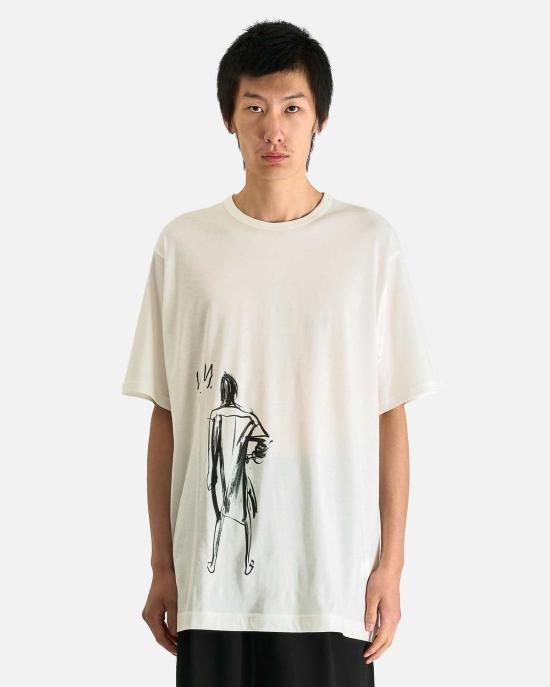  요지 야마모토 반팔 티셔츠 Yohji Yamamoto Pour Homme 프린트 하프 슬리브 A 셔츠