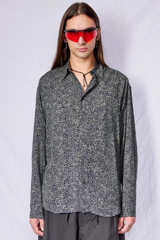  Adyela 긴팔 셔츠 아디엘라 다크 블루 프린트 텐셀 드레스