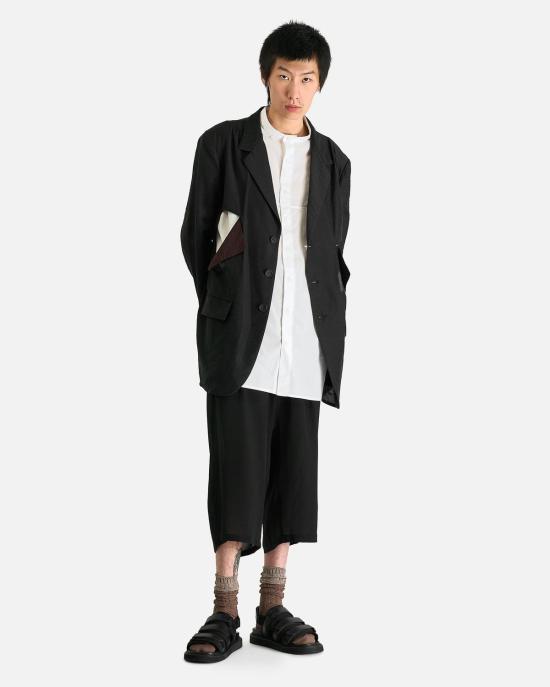  요지 야마모토 스트레이트 팬츠 뿌르 옴므 턱 솔기 와이드 - YOHJI YAMAMOTO