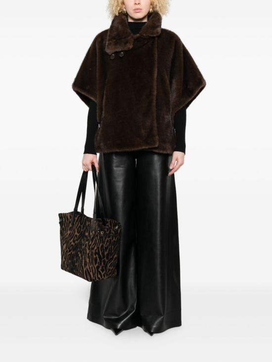 25FW 핑코 페이크 퍼 케이프 103837 A2PID49 Brown - PINKO