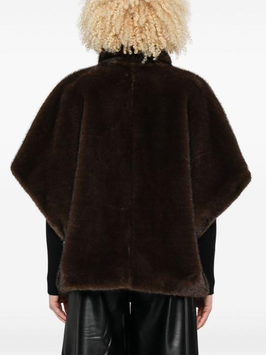 25FW 핑코 페이크 퍼 케이프 103837 A2PID49 Brown - PINKO