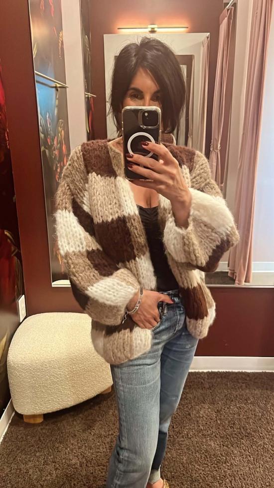  Maiami 가디건 마이애미 플리스 알파카 체크 무늬 카디건 - OTHER BRANDS