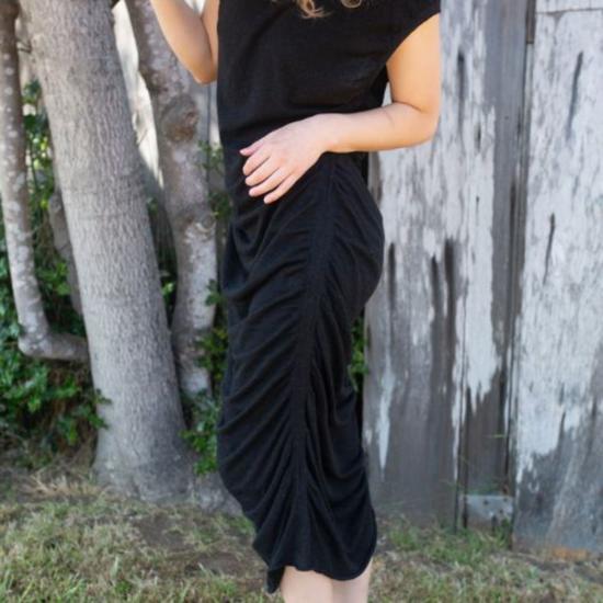  로렌 마누지안 롱 원피스 드레이프 드레스 - LAUREN MANOOGIAN