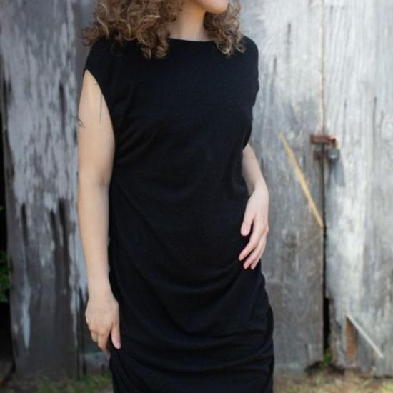  로렌 마누지안 롱 원피스 드레이프 드레스 - LAUREN MANOOGIAN