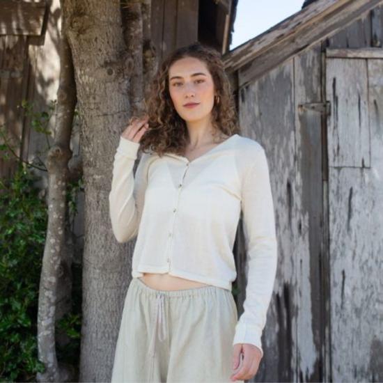  로렌 마누지안 가디건 슈퍼 파인 크루넥 카디건 - LAUREN MANOOGIAN