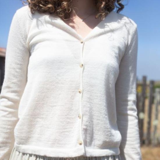  로렌 마누지안 가디건 슈퍼 파인 크루넥 카디건 - LAUREN MANOOGIAN