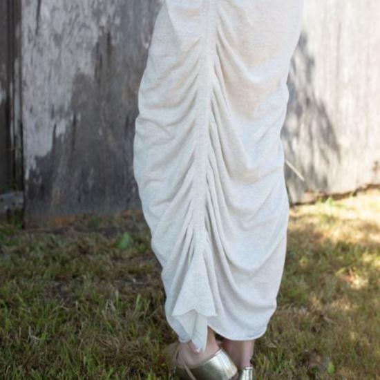  로렌 마누지안 롱 원피스 드레이프 드레스 - LAUREN MANOOGIAN