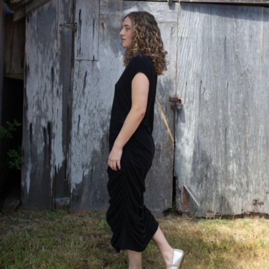  로렌 마누지안 롱 원피스 드레이프 드레스 - LAUREN MANOOGIAN