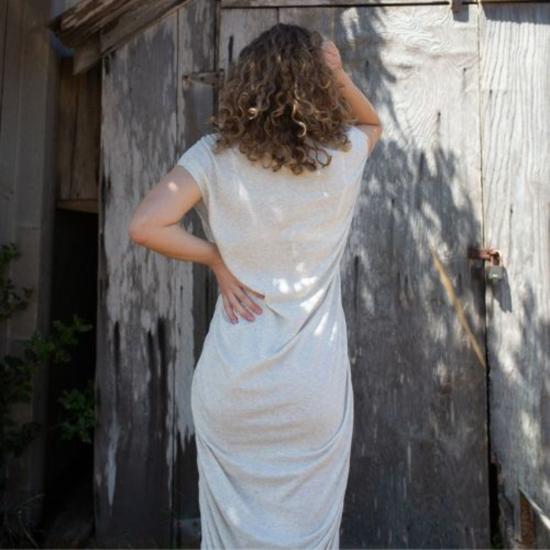  로렌 마누지안 롱 원피스 드레이프 드레스 - LAUREN MANOOGIAN