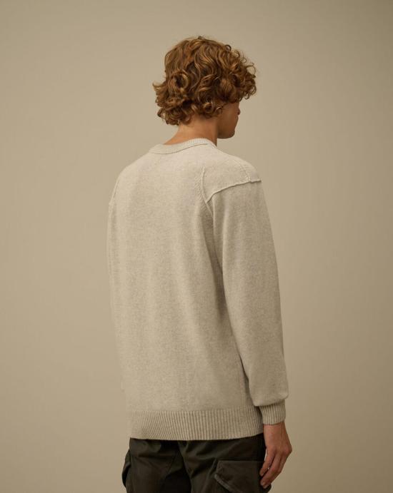 25FW 씨피 컴퍼니 램스울 GRS 크루넥 렌즈 스웨터 19CMKN707A110149A M13 Off white melange - C.P. COMPANY