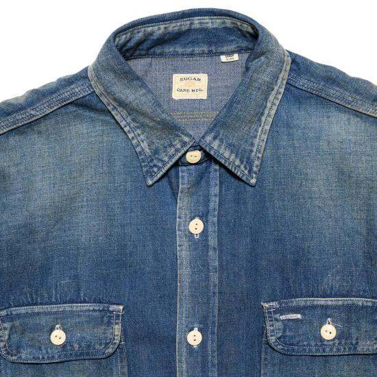  슈가케인 데님 셔츠 사탕수수 Sc29474 작업용 - SUGAR CANE