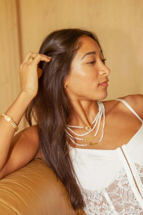  유라테 목걸이/팬던트 Jurate Naughty 비즈 진주 목걸이 18k 골드 도금 황동 - JURATE