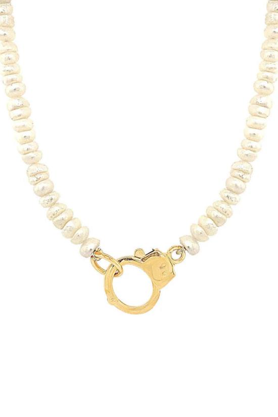  유라테 목걸이/팬던트 주라테 노티 비즈 진주 목걸이 18k 금도금 황동