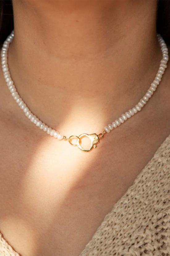  유라테 목걸이/팬던트 Jurate Naughty 비즈 진주 목걸이 18k 골드 도금 황동 - JURATE