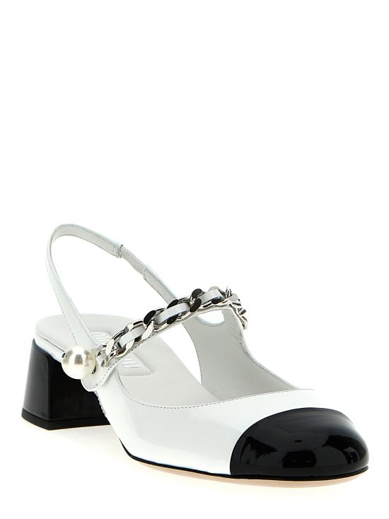 25FW 미우미우 힐/펌프스 5I045EF03506EF0964 White Black - MIU MIU