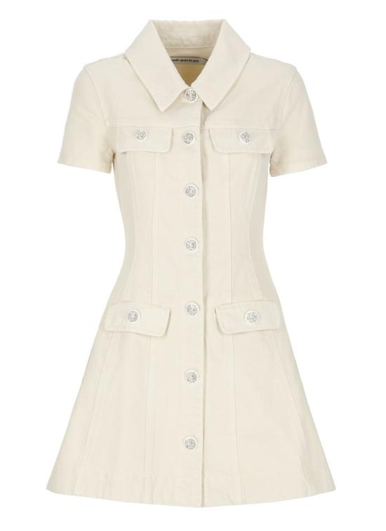 25FW 셀프 포트레이트 원피스 PF25811SCCOLLARED DENIM MINICREAM Beige