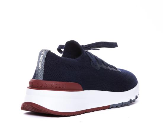 26SS 브루넬로 쿠치넬리 코튼 니트 세미 폴리쉬드 카프스킨 러너 MZUPMBO252CP307 BLUE - BRUNELLO CUCINELLI