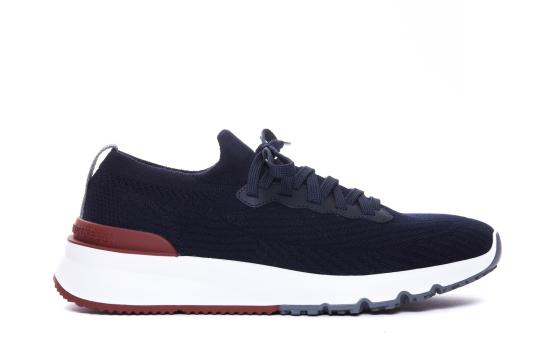 26SS 브루넬로 쿠치넬리 코튼 니트 세미 폴리쉬드 카프스킨 러너 MZUPMBO252CP307 BLUE