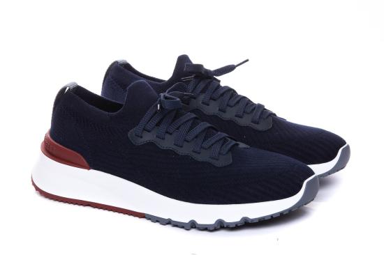 26SS 브루넬로 쿠치넬리 코튼 니트 세미 폴리쉬드 카프스킨 러너 MZUPMBO252CP307 BLUE - BRUNELLO CUCINELLI