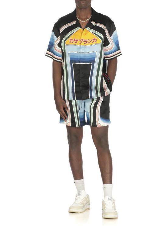 25FW 카사블랑카 숏팬츠 MPF25TR01205SILK SATIN Black - CASABLANCA