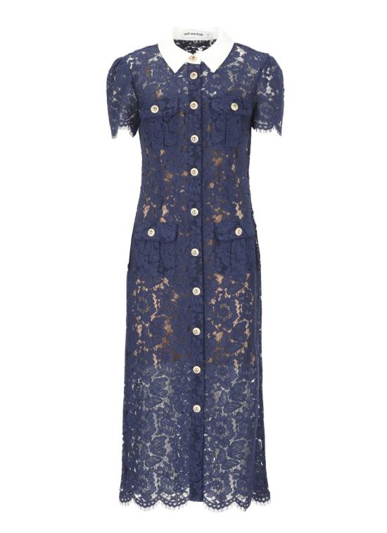 25FW 셀프 포트레이트 롱 원피스 PF25020MBLLACE CONTRAST COLLARBLUE