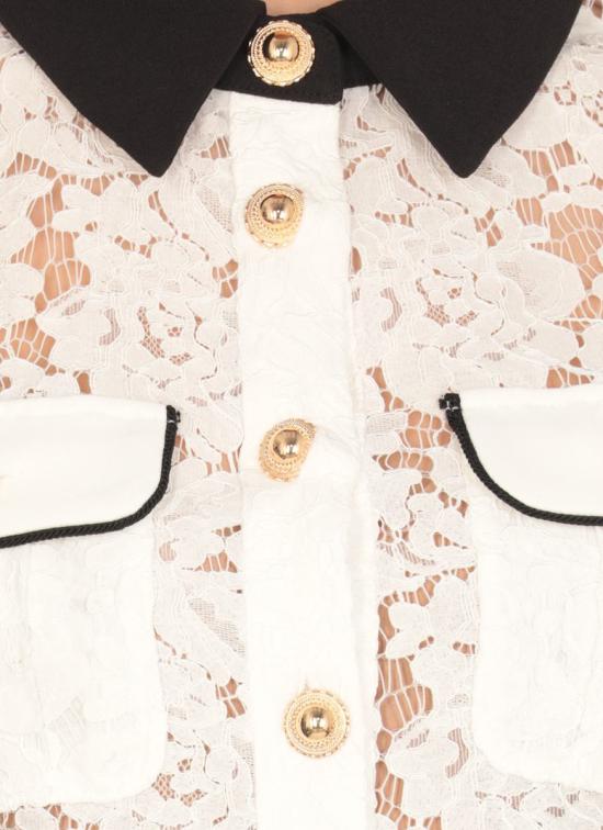 25FW 셀프 포트레이트 숏 원피스 PF25020SWLACE CONTRAST COLLARWHITE - SELF PORTRAIT