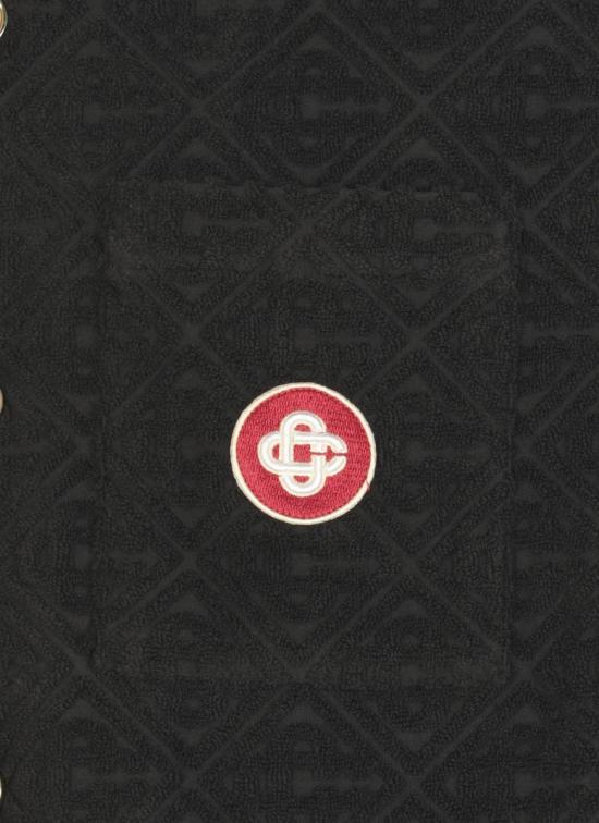 25FW 카사블랑카 반팔 셔츠 MPF25SH08502MONOGRAM TOWELLING Black - CASABLANCA