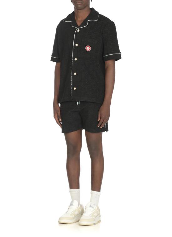 25FW 카사블랑카 반팔 셔츠 MPF25SH08502MONOGRAM TOWELLING Black - CASABLANCA