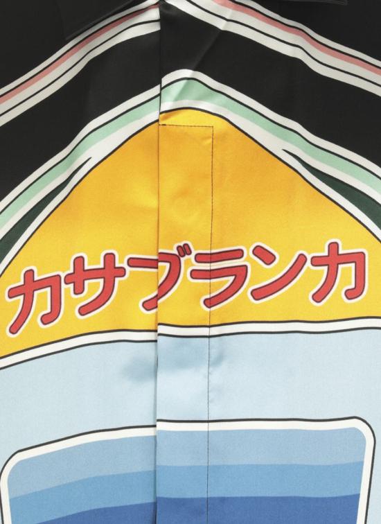 25FW 카사블랑카 반팔 셔츠 MPF25SH00306SILK SATIN Black - CASABLANCA