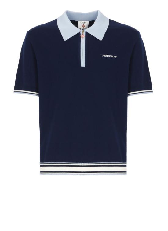 25FW 카사블랑카 폴로 티셔츠 MPF25KW100201MERINO BLUE