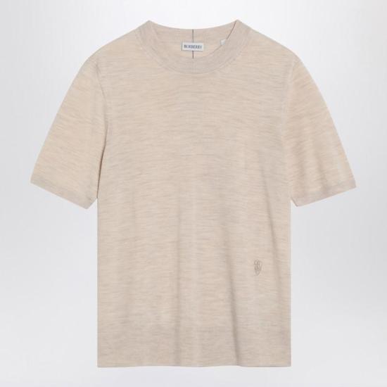 25SS 버버리 울 라운드넥 니트 반팔 티셔츠  8101955164091 Q BURBE A4186 BROWN