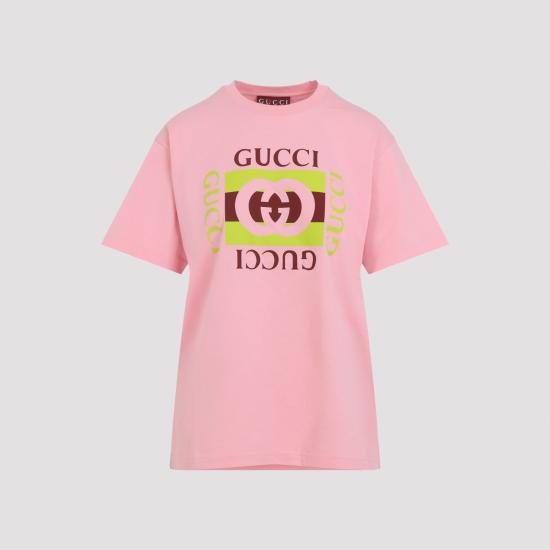 25FW 구찌 프린티드 코튼 반팔 티셔츠 837959 XJHG9 5033 HUED BLUSH - GUCCI