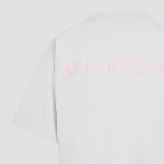 25FW 발렌시아가 백 미디엄 핏 티셔츠 850990 TTVJ1 2420 DIRTY WHITE BBY PINK - BALENCIAGA