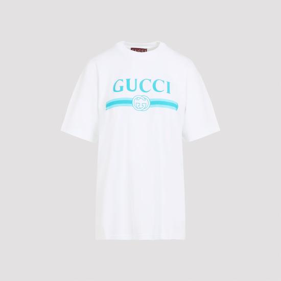 25FW 구찌 프린티드 소프트 코튼 저지 반팔 티셔츠 837959 XJHGY 9081 WHITE - GUCCI