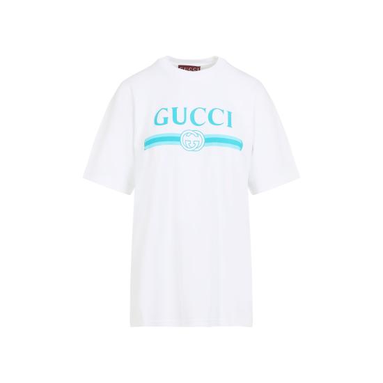 25FW 구찌 프린티드 소프트 코튼 저지 반팔 티셔츠 837959 XJHGY 9081 WHITE - GUCCI