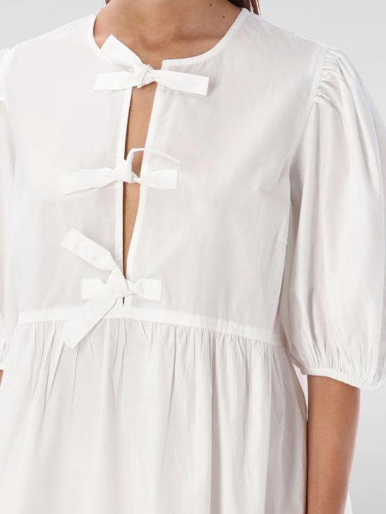 26SS 가니 코튼 포플린 타이 스트링 미니 드레스 F91706479 151 White - GANNI