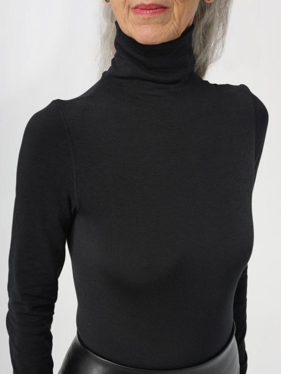 25FW 월포드 긴팔 티셔츠 75083 7005 Black - WOLFORD