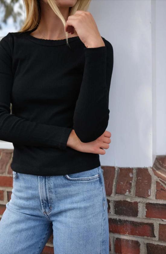  마레아 긴팔 티셔츠 포인텔 롱슬리브 크루넥 탑 - MAREA