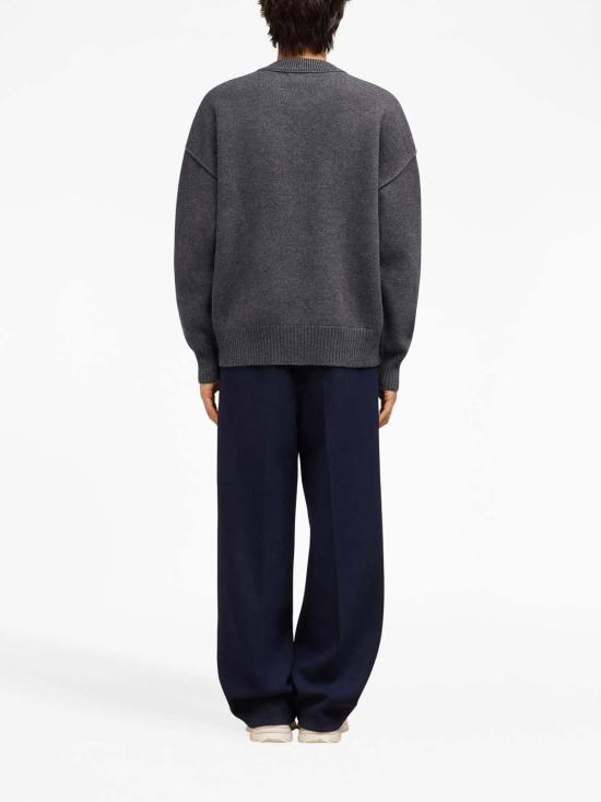 25FW 아미 빅하트 인타르시아 로고 울 니트 BFUKS006018084 Light Grey - AMI