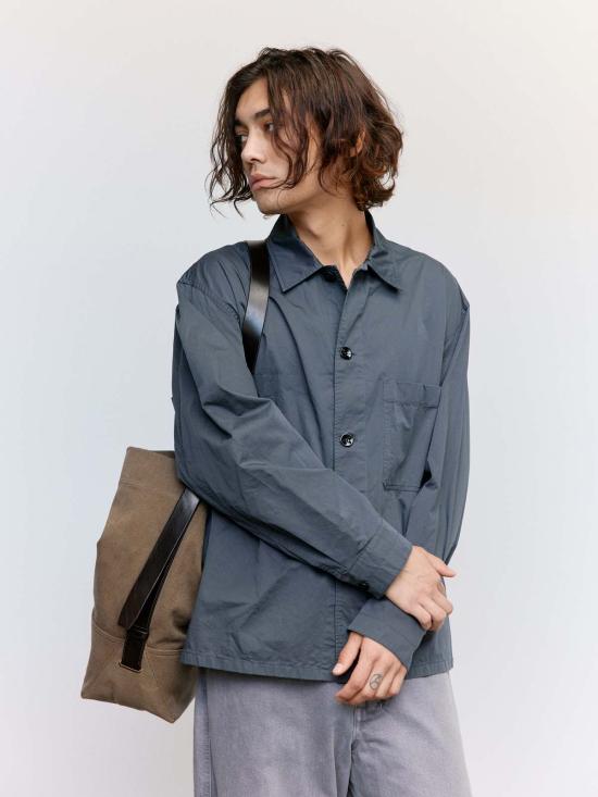  르메르 긴팔 셔츠 카본 그레이 코튼 파자마 셔츠 - LEMAIRE