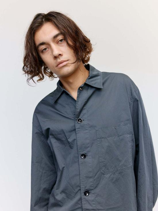  르메르 긴팔 셔츠 카본 그레이 코튼 파자마 셔츠 - LEMAIRE