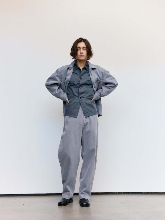  르메르 긴팔 셔츠 카본 그레이 코튼 파자마 셔츠 - LEMAIRE