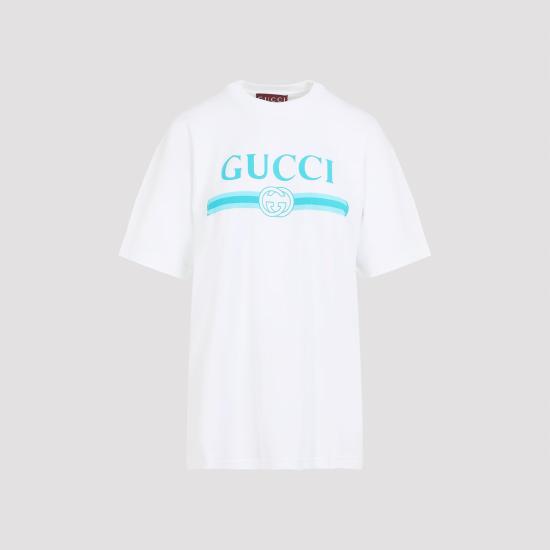 25FW 구찌 프린티드 소프트 코튼 저지 반팔 티셔츠 837959 XJHGY 9081 WHITE - GUCCI