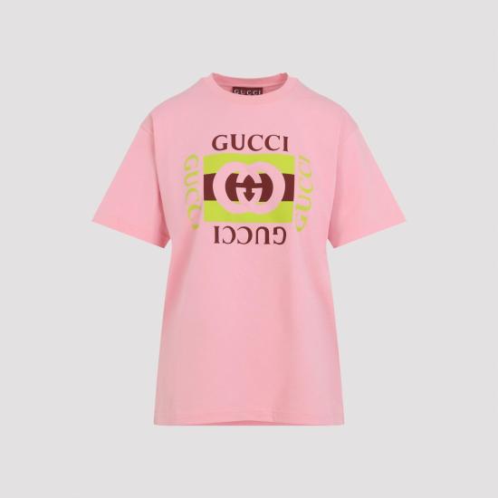 25FW 구찌 프린티드 코튼 반팔 티셔츠 837959 XJHG9 5033 HUED BLUSH PINK PURPLE - GUCCI