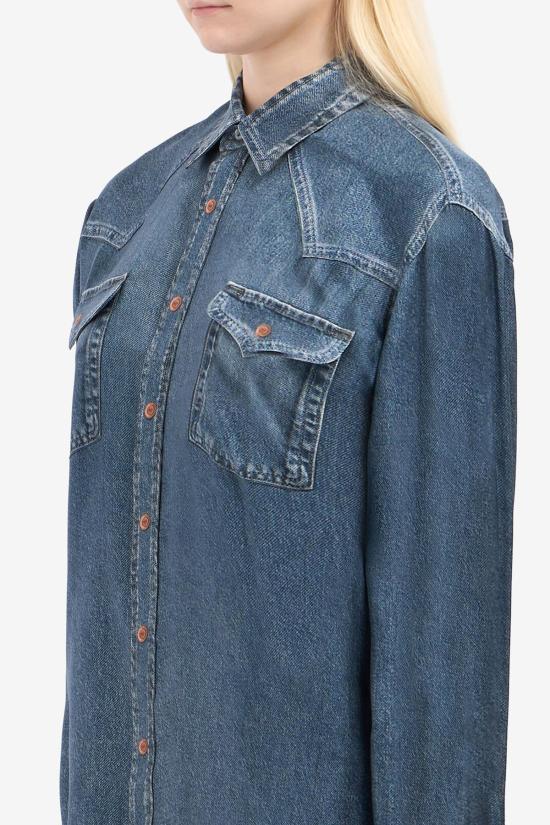  피에르루이마샤 데님 셔츠 피에르 루이 마시아 알로에 실크 셔츠 미디엄 블루 - PIERRE LOUIS MASCIA