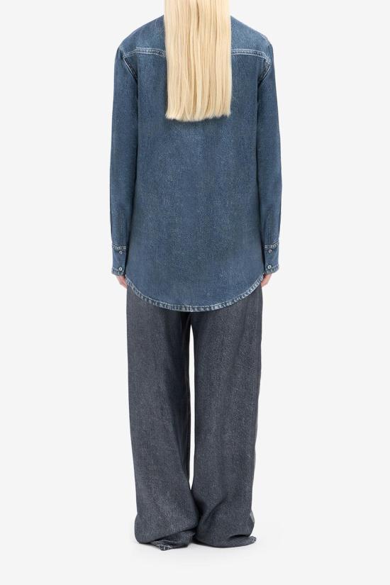  피에르루이마샤 데님 셔츠 피에르 루이 마시아 알로에 실크 셔츠 미디엄 블루 - PIERRE LOUIS MASCIA