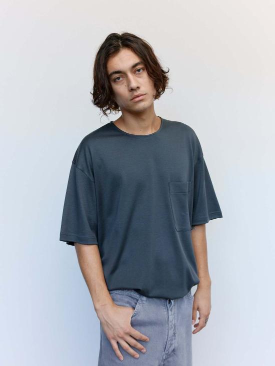  르메르 반팔 티셔츠 코튼 실크 인터록 릴렉스 티셔츠 - LEMAIRE