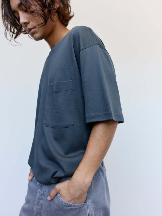  르메르 반팔 티셔츠 코튼 실크 인터록 릴렉스 티셔츠 - LEMAIRE